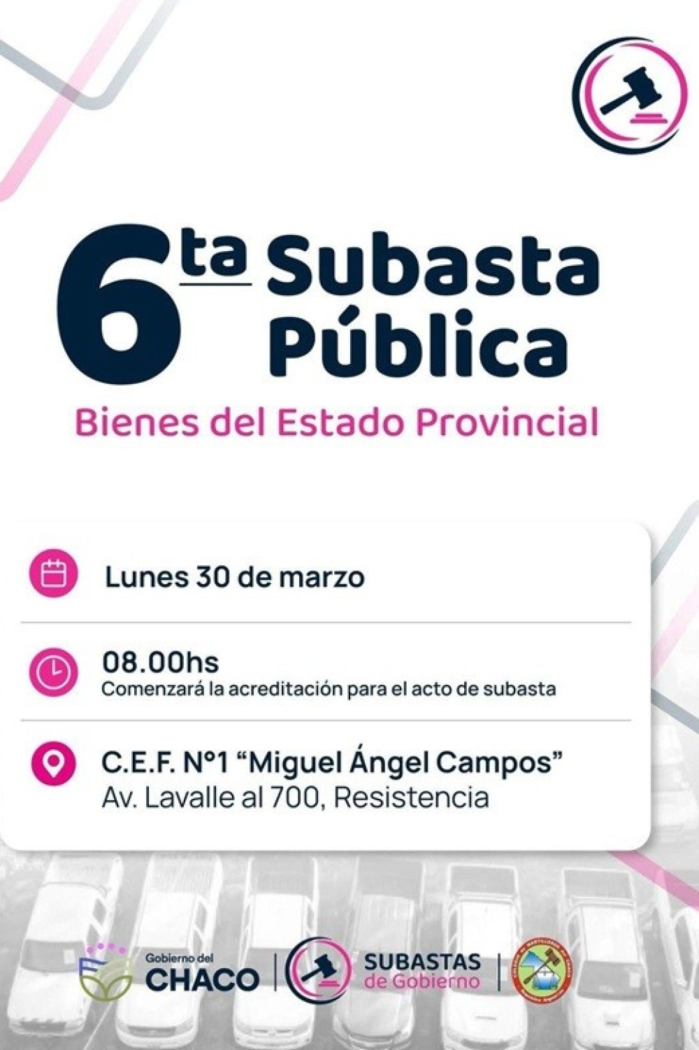 SUBASTA P&Uacute;BLICA: ESTE JUEVES, INICIA LA EXHIBICI&Oacute;N PREVIA DE LOS VEH&Iacute;CULOS