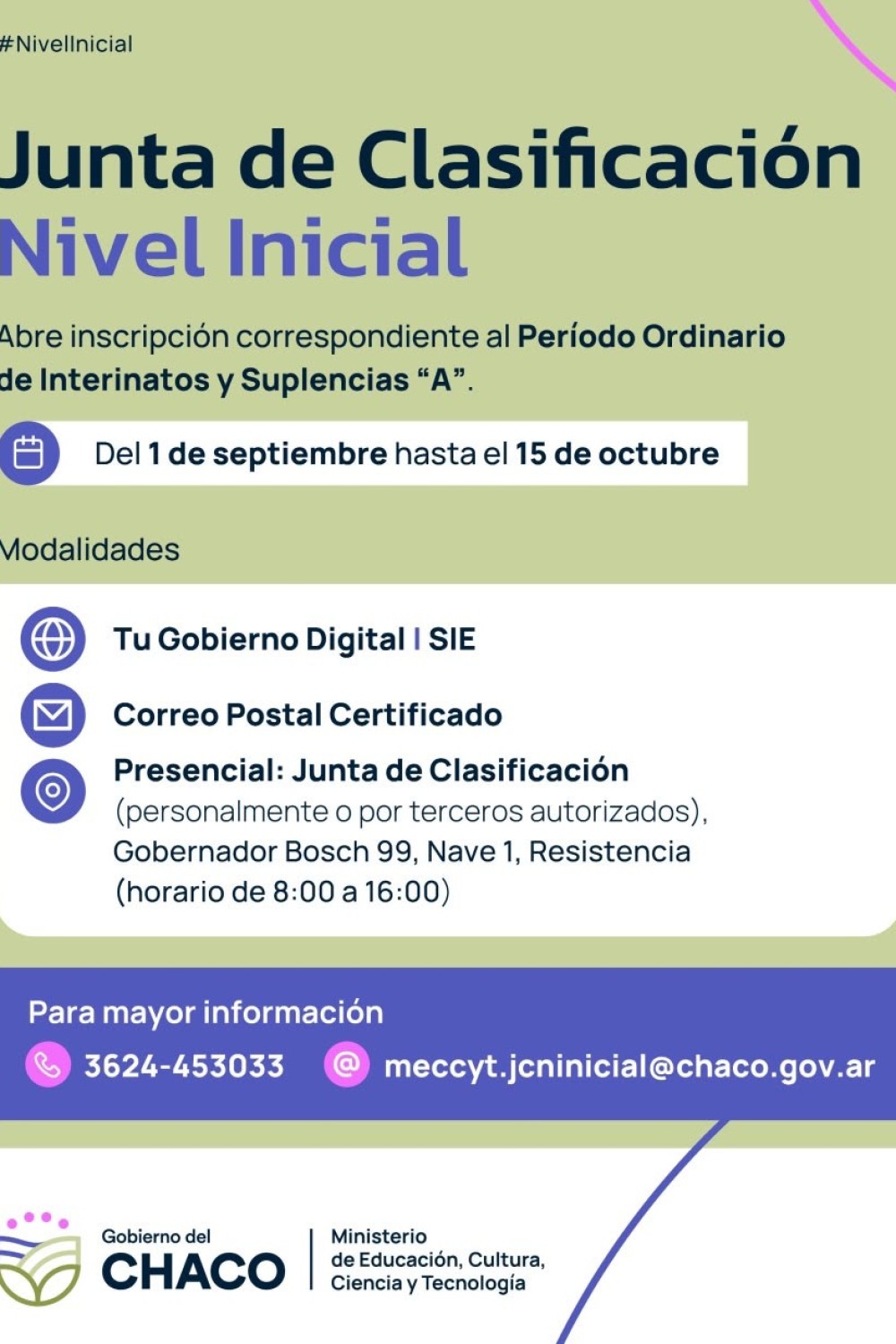 NIVEL INICIAL: DESDE SEPTIEMBRE ABREN LAS INSCRIPCIONES PARA INTERINATOS Y SUPLENCIAS