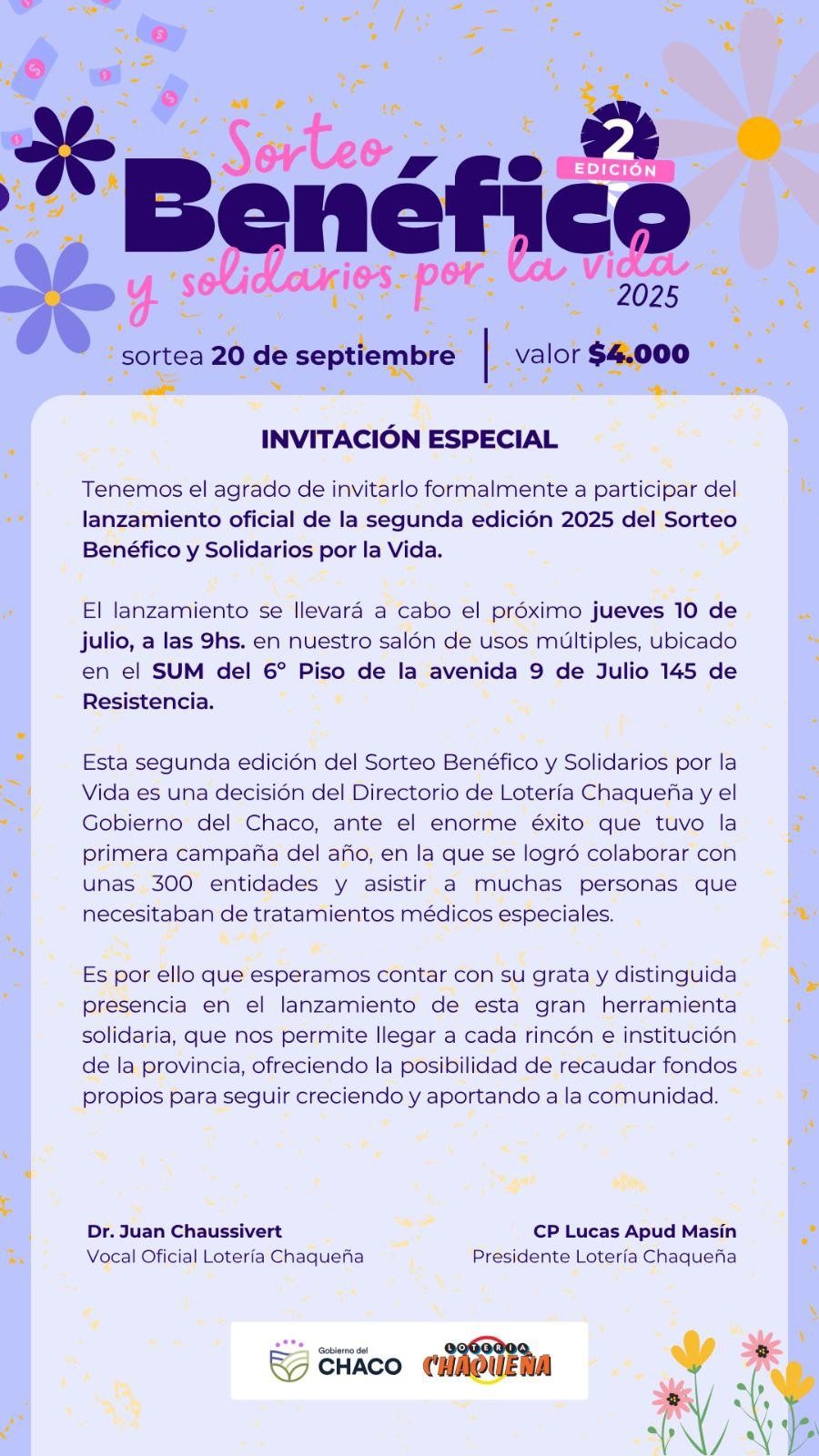 Lotería Chaqueña lanza el segundo “Solidarios por la Vida” con premios millonarios y una Jeep 0 km