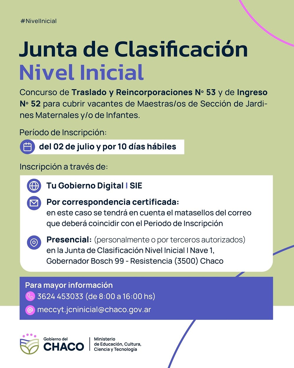 Docentes de Nivel Inicial: abierta la inscripción a concursos de Traslado e Ingreso en toda la provincia